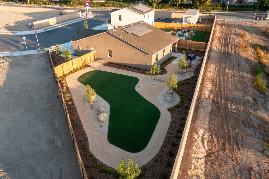 A high angle view of a building.