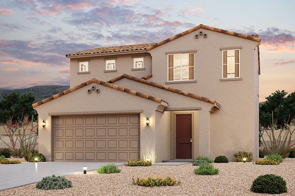 A house with a garage.