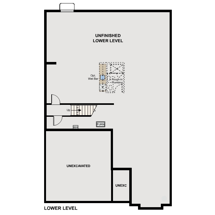 Diagram, engineering drawing. Acadia Floorplan Standard Basement