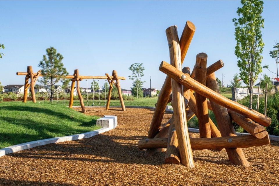 A playground with a slide.