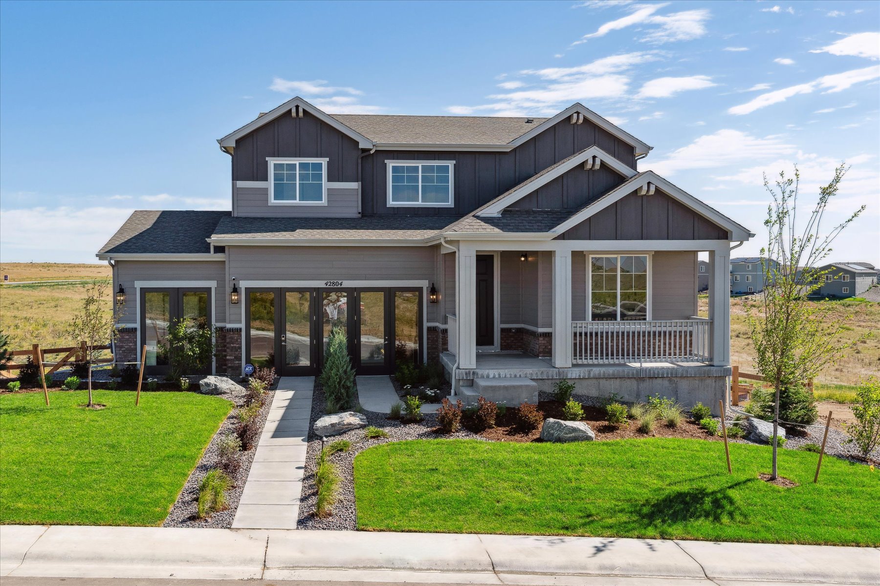 A house with a front yard.