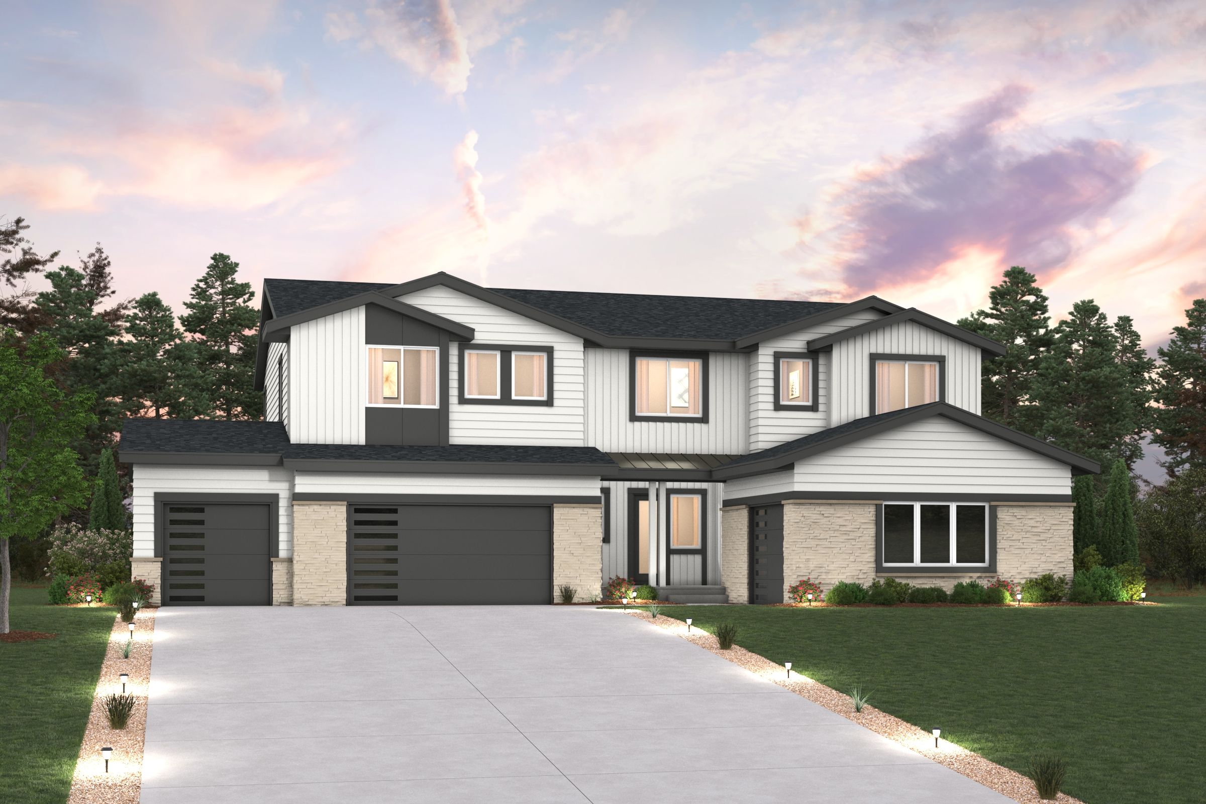 A house with a driveway.