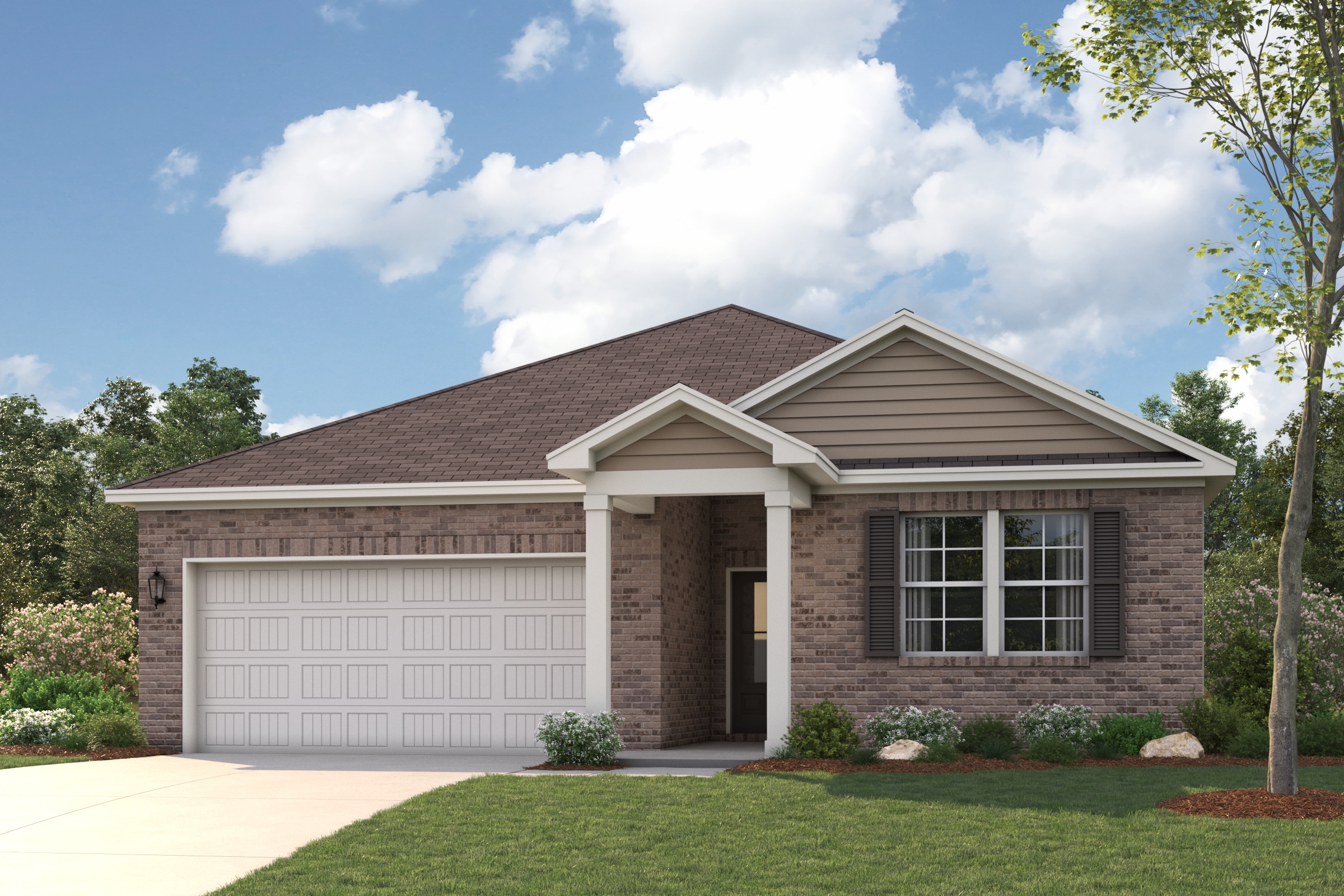 A house with a garage.