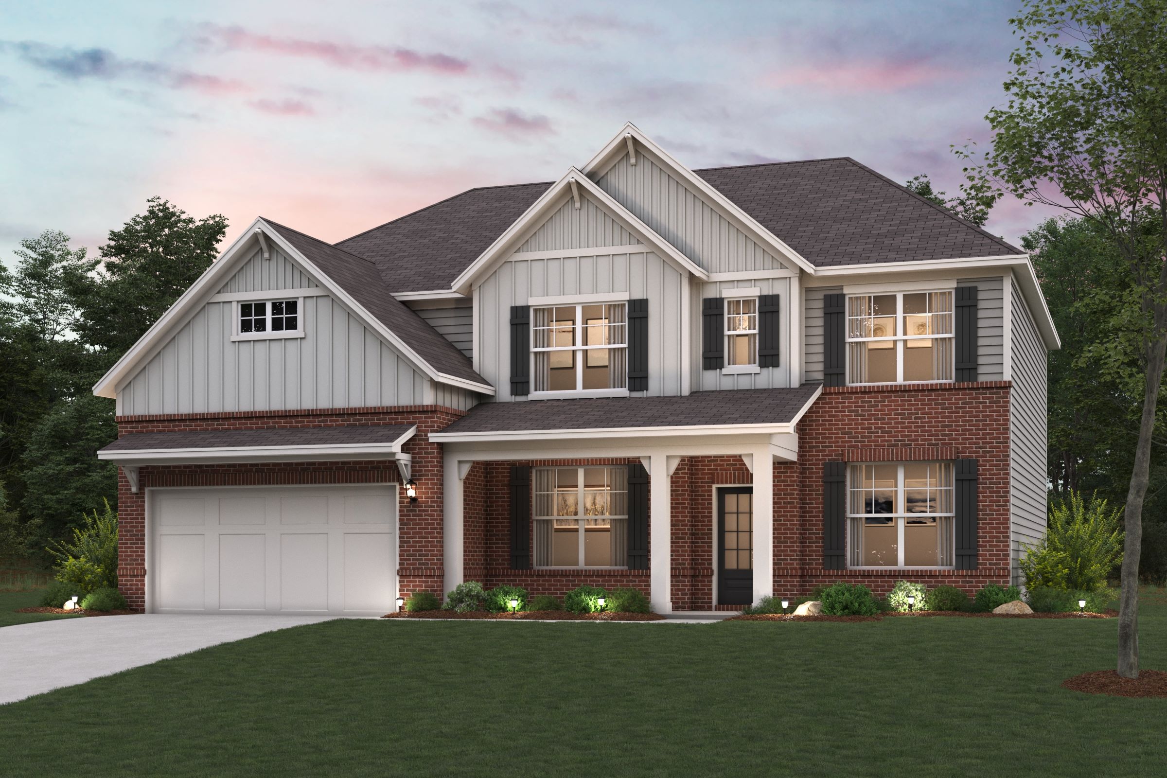 A house with a garage.