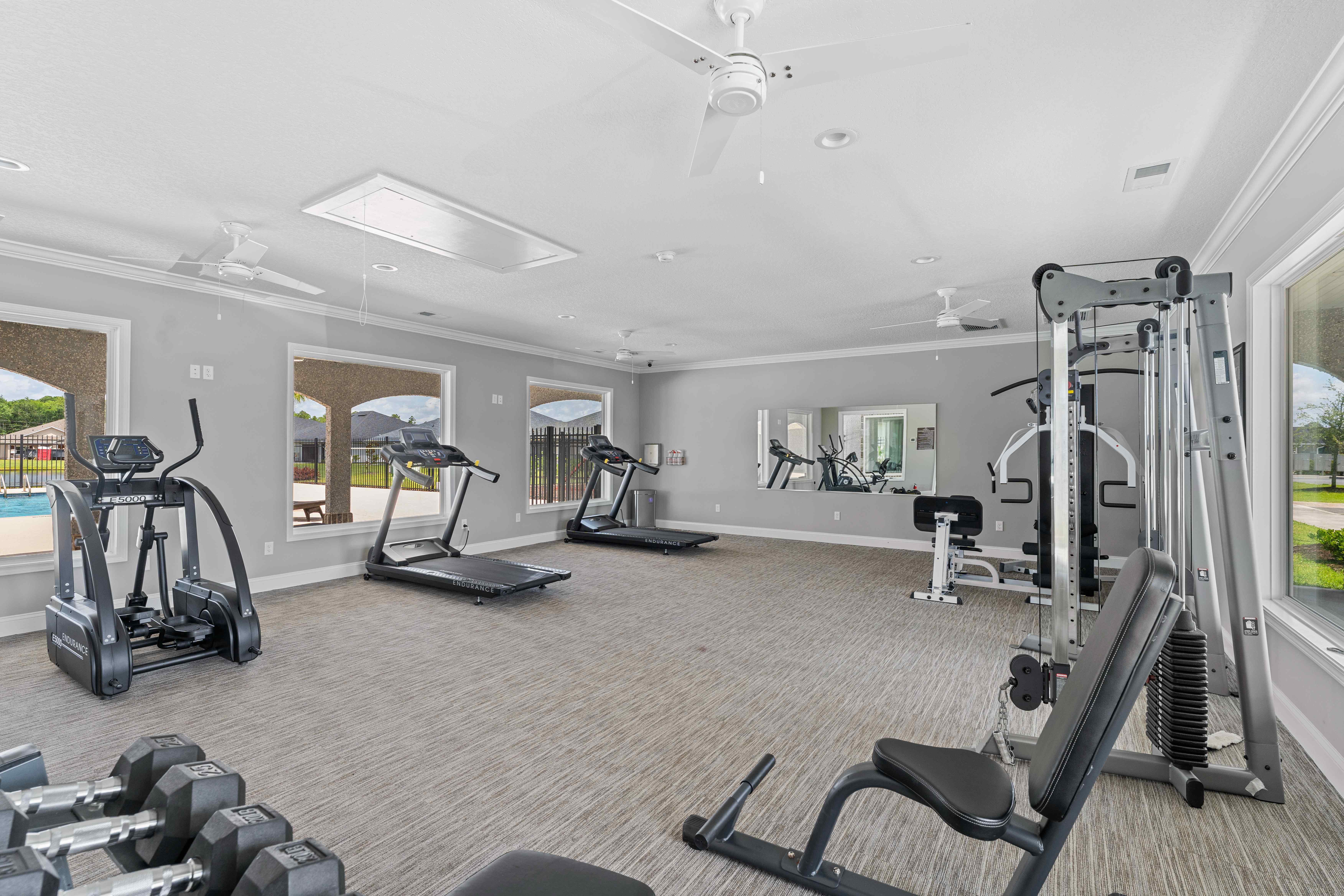 Camden Woods Amenity Gym with Weights and Treadmills in Kingsland, GA