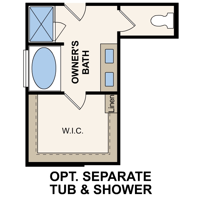 Meadowlark floor plan, first floor options. primary bathroom