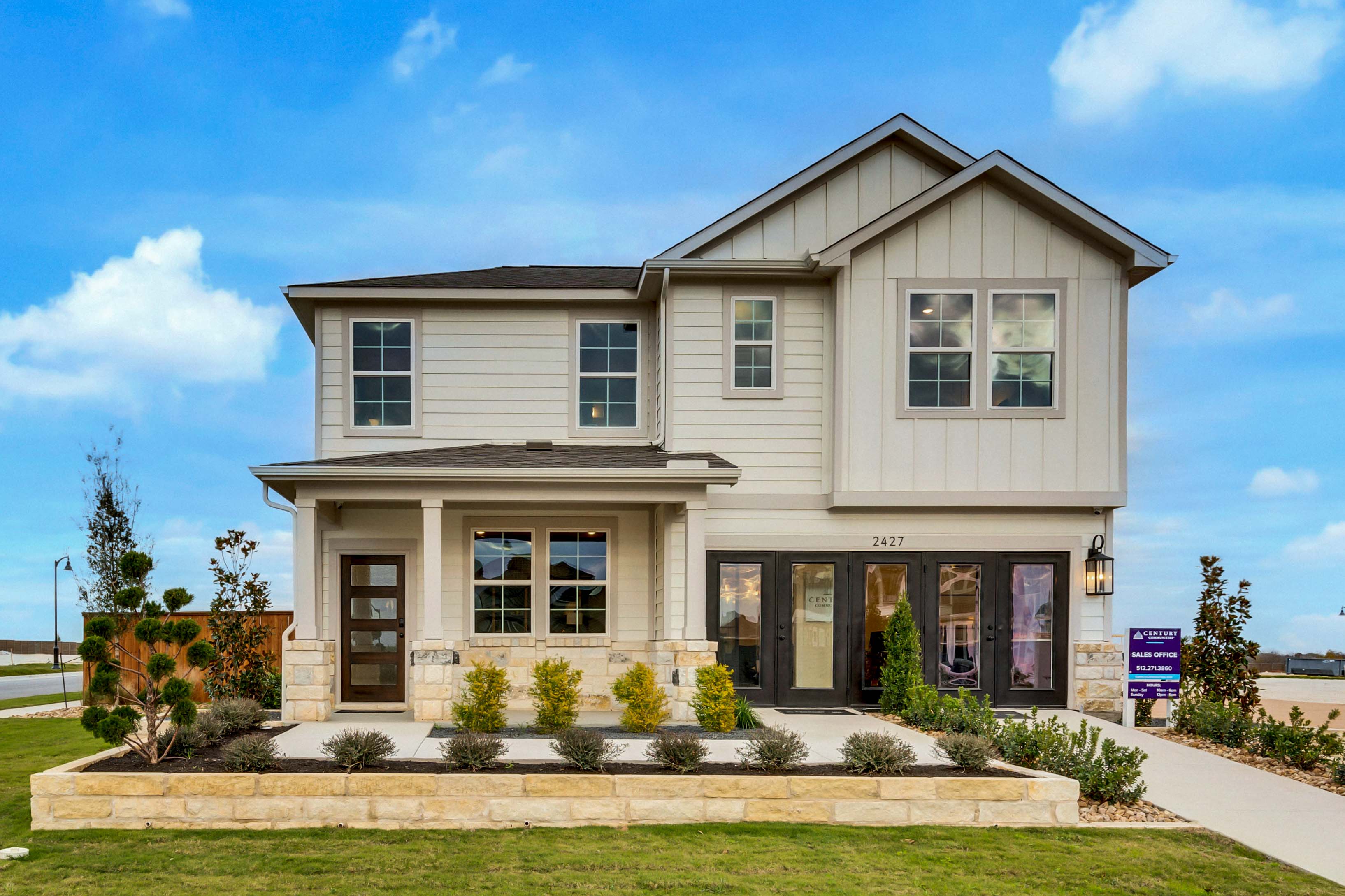 A large white house.