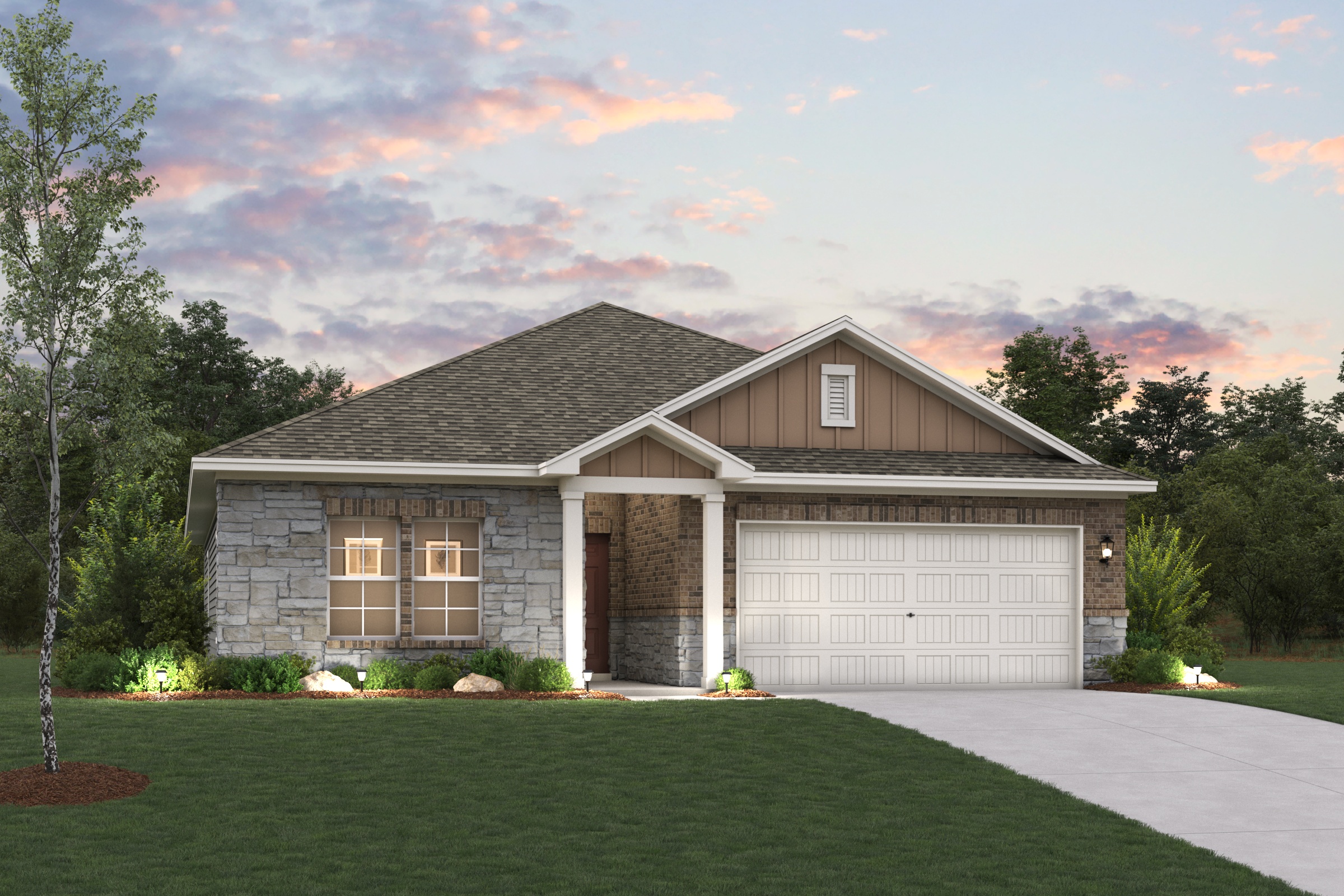 A house with a garage.