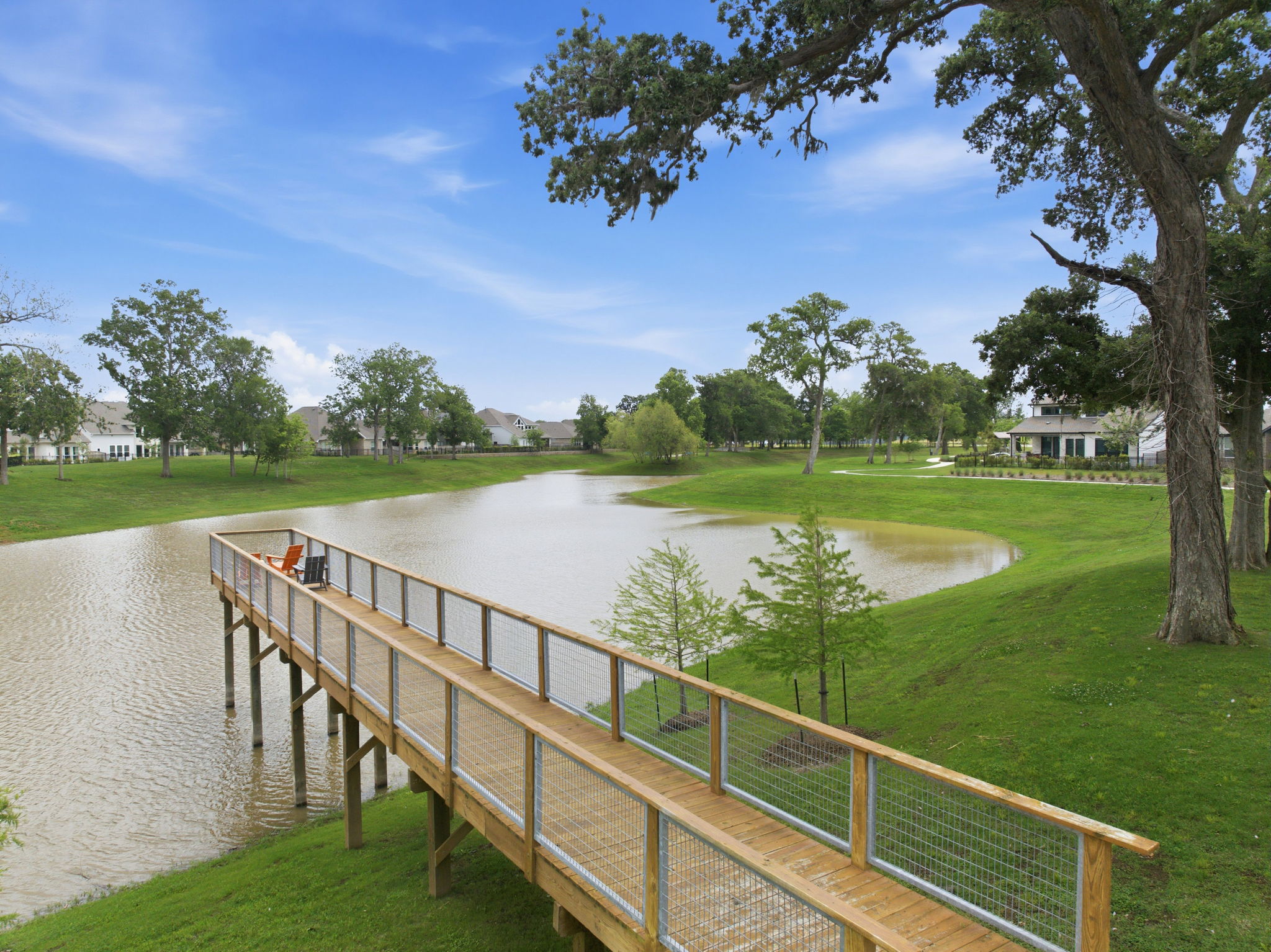 A bridge over a river.