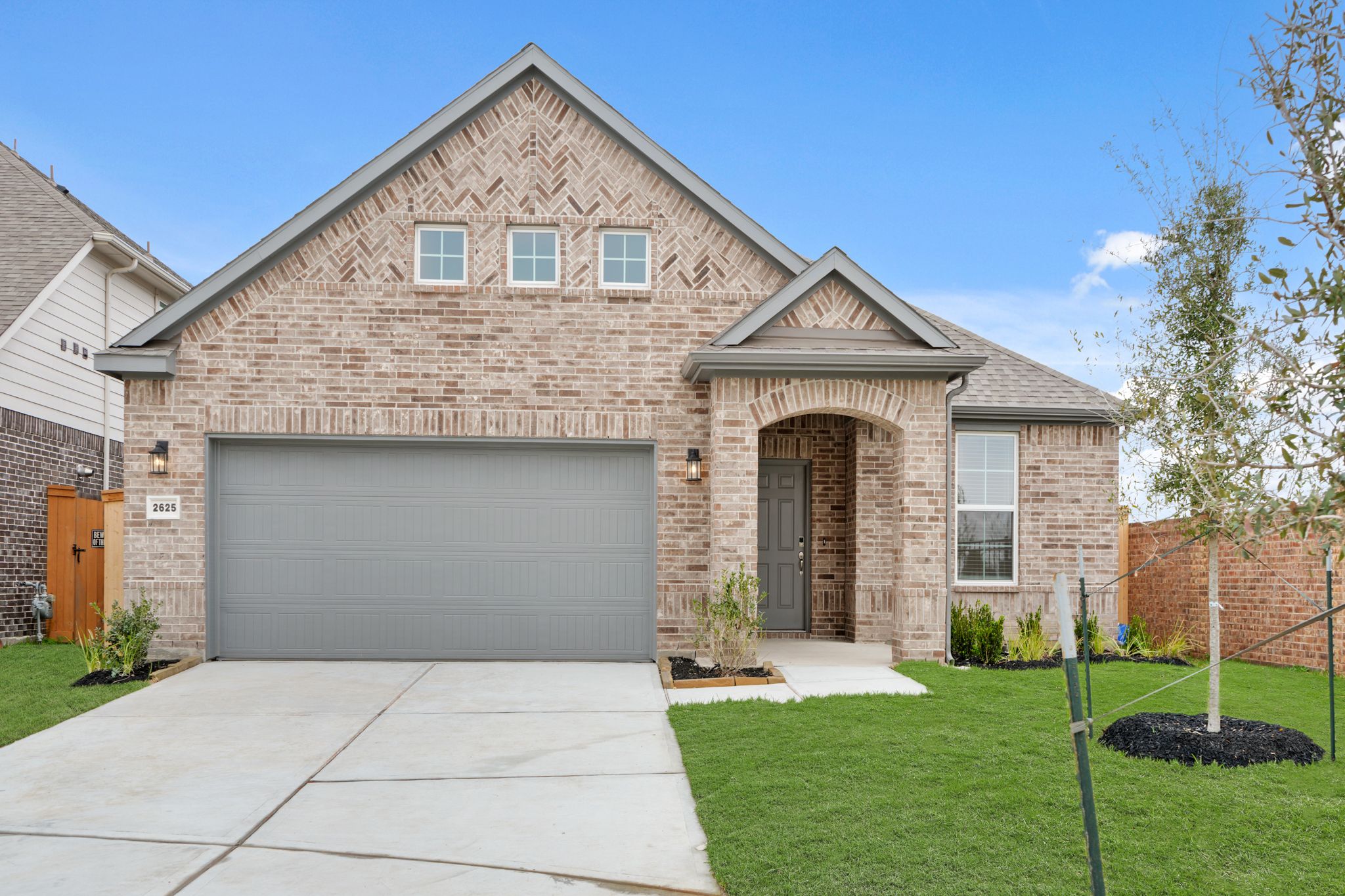 A house with a garage.