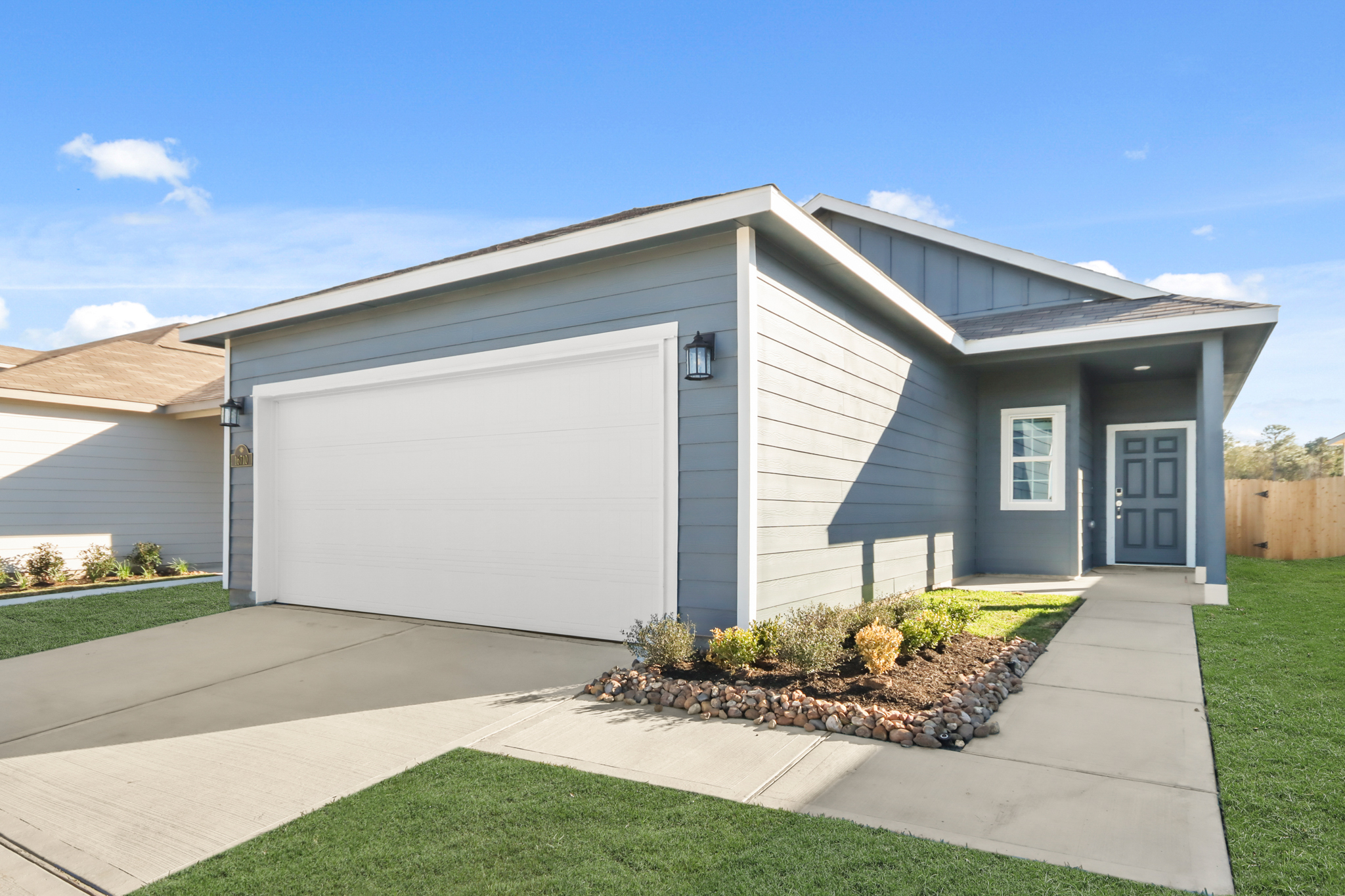 A house with a garage.