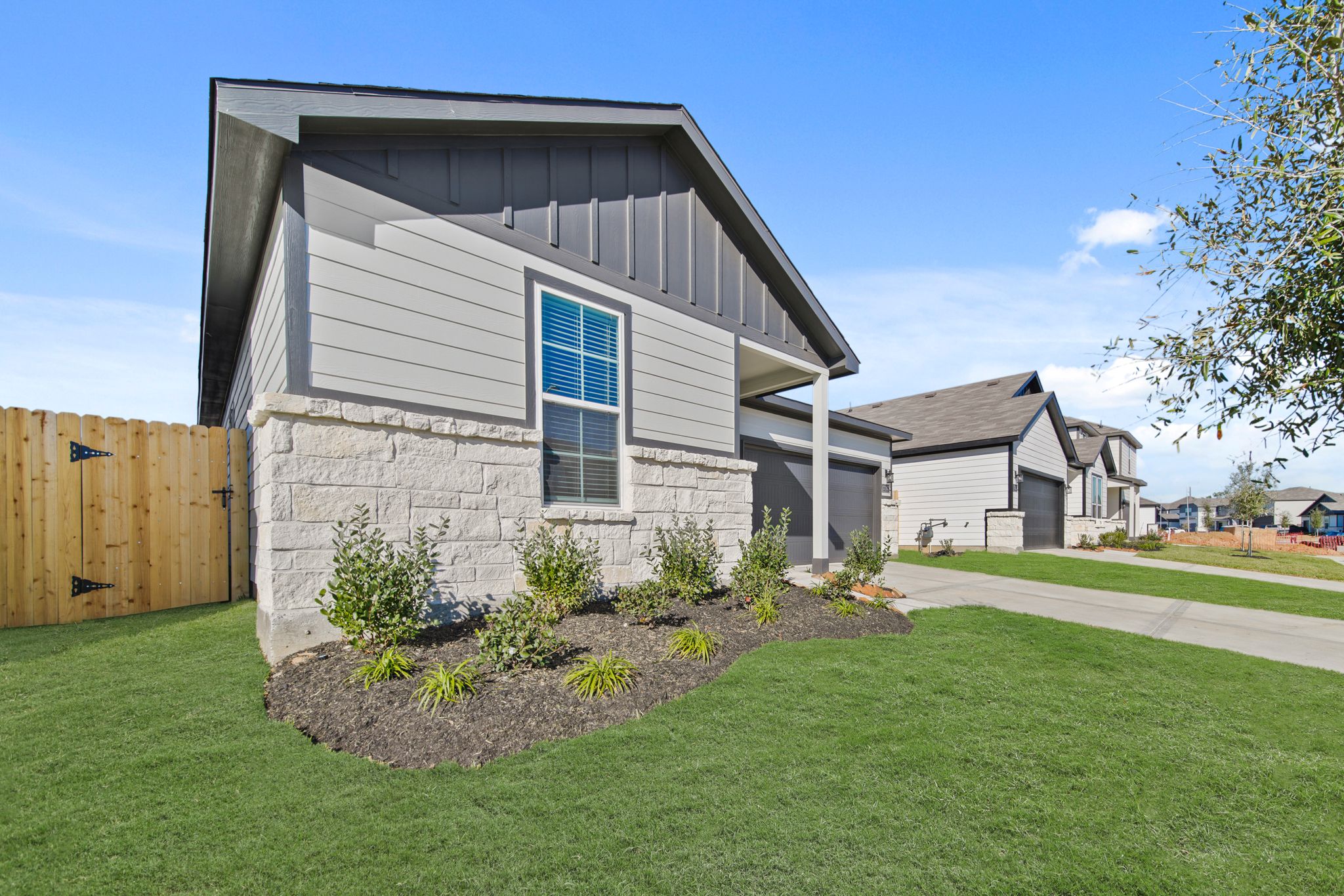 A house with a small garden.