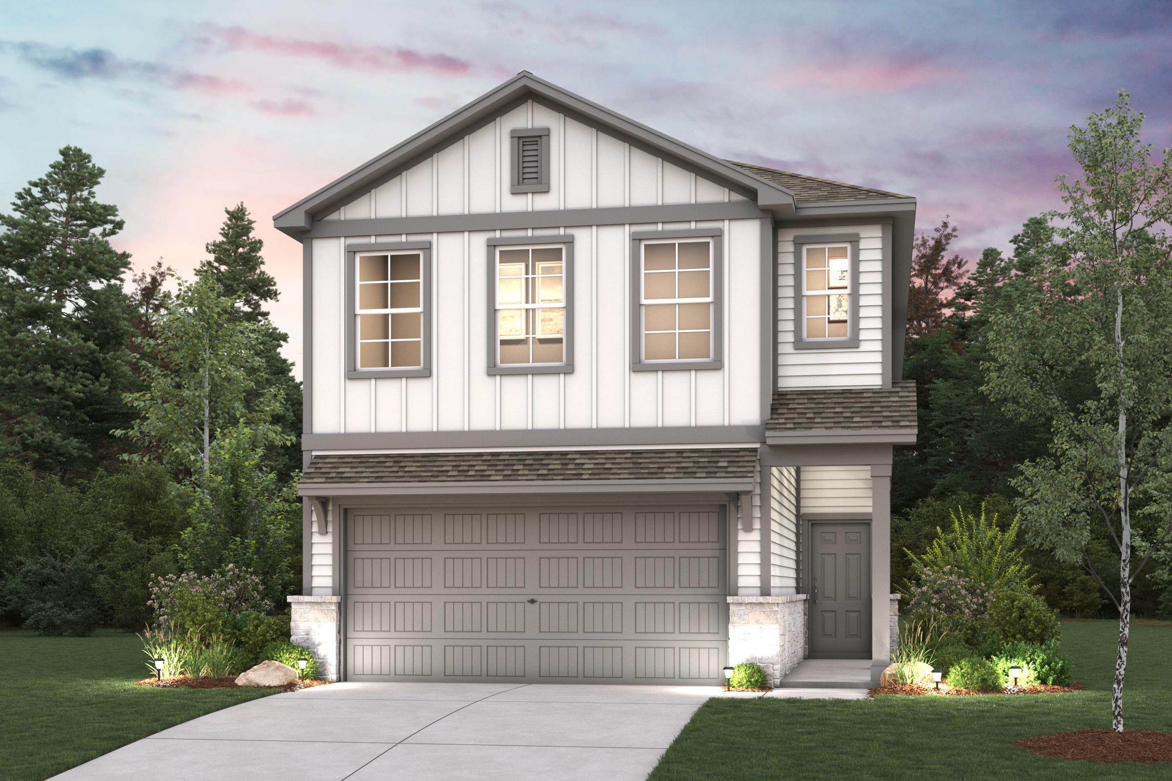 A house with a garage.