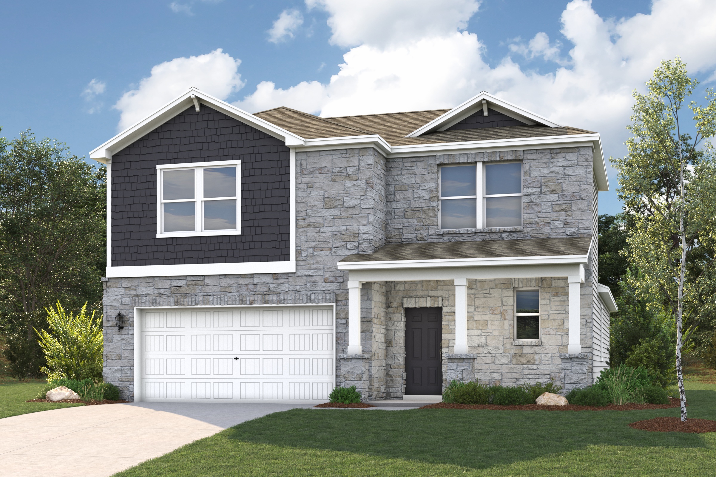 A house with a garage.