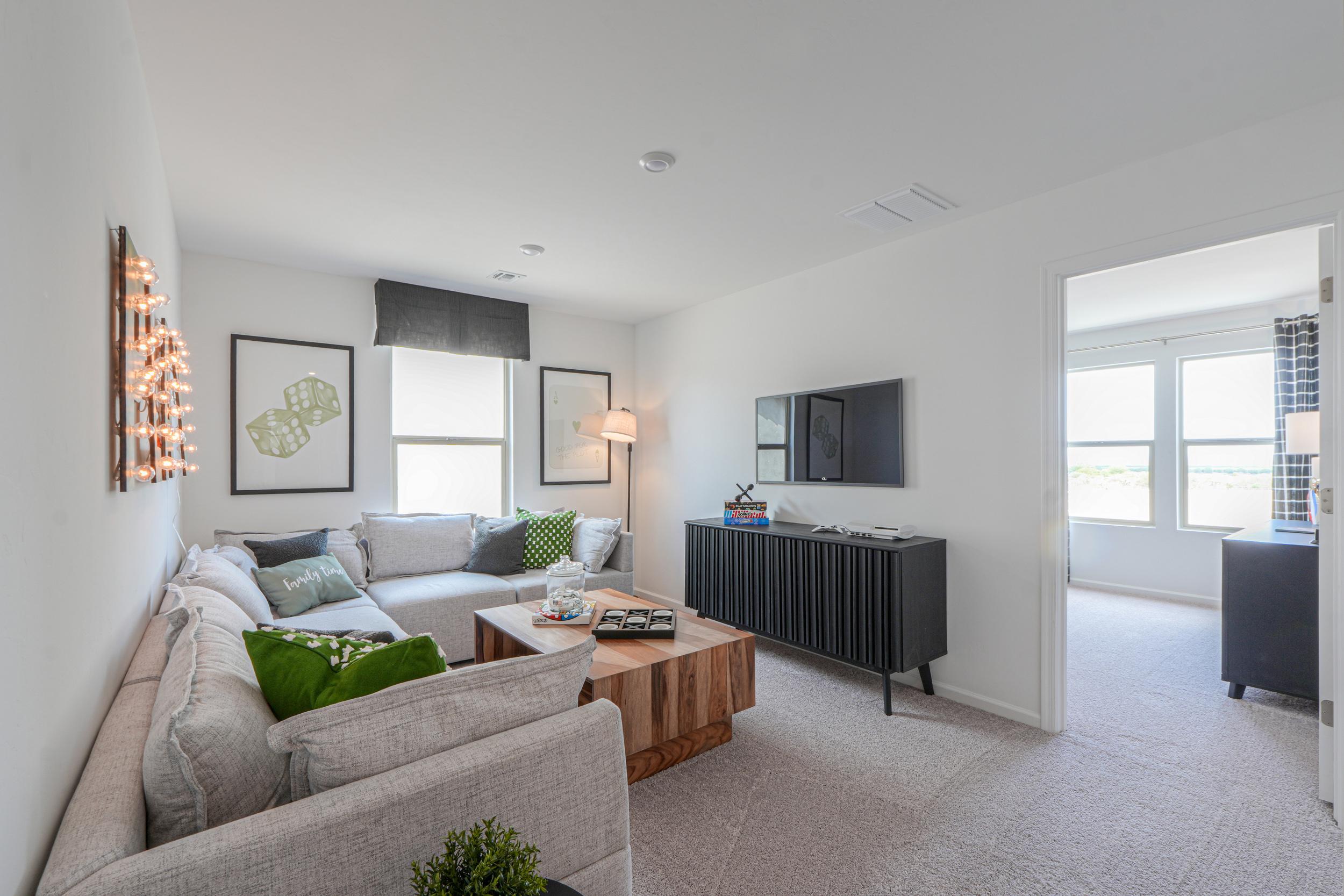 A living room with a tv and couches.