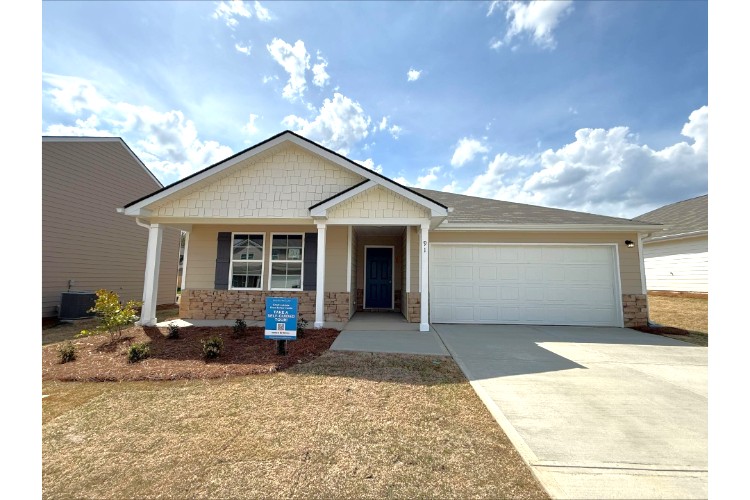A house with a garage.