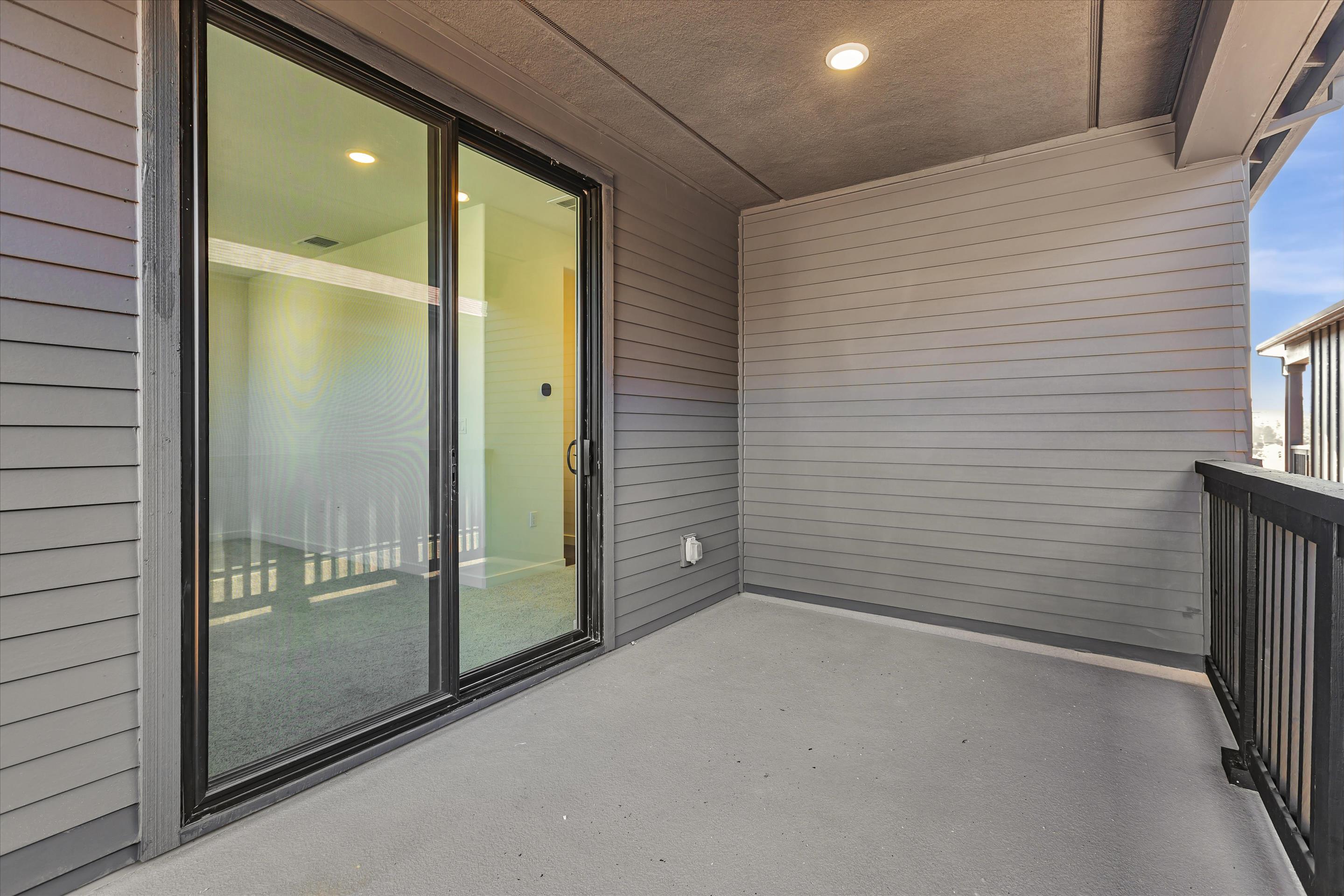 A building with glass doors.